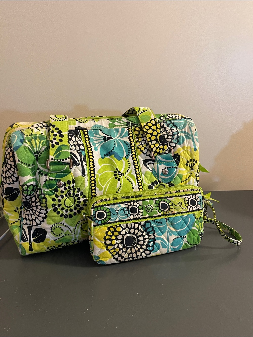 Vera Bradley Quilted Floral Tote and Wristlet Set